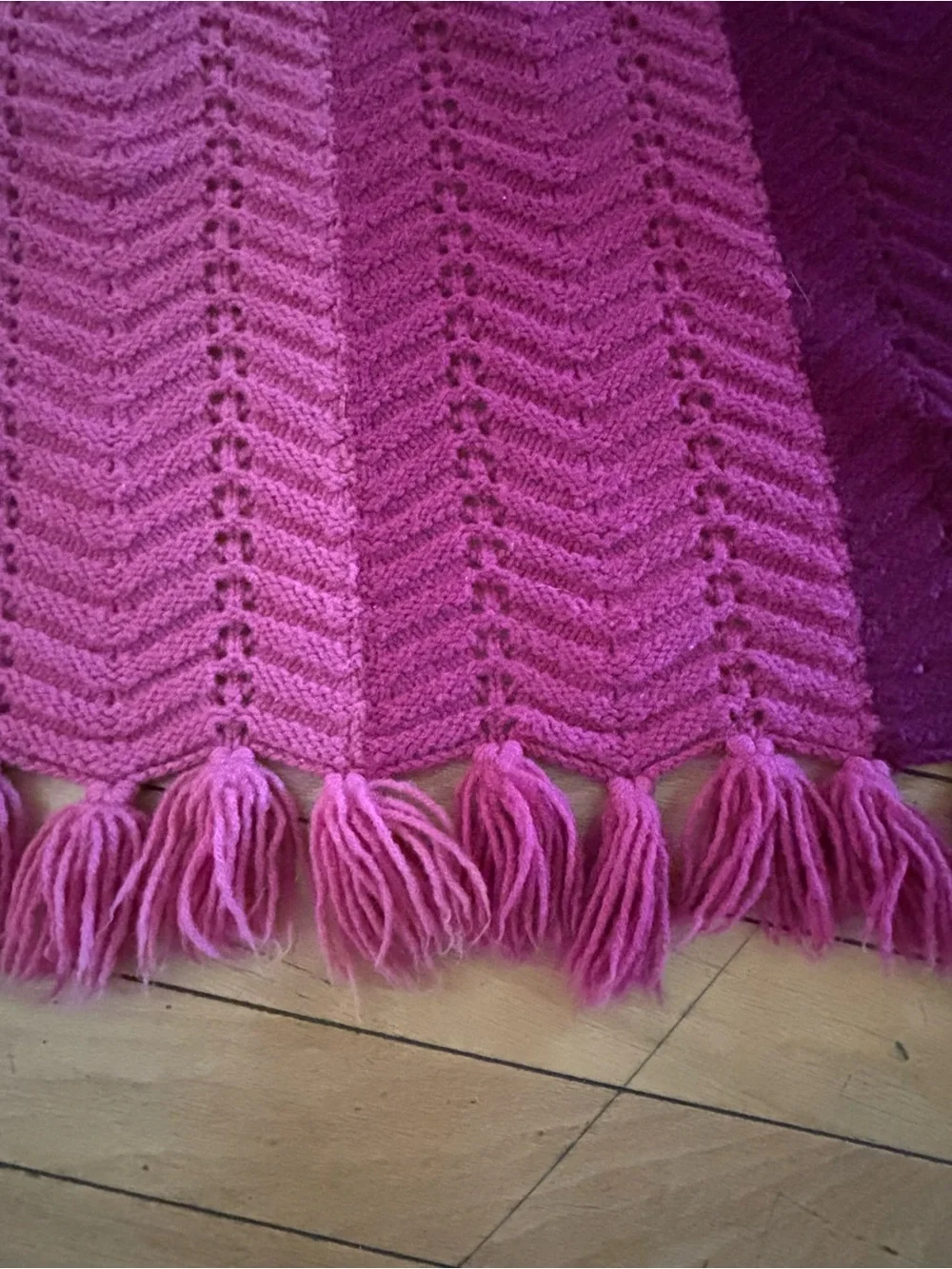 Handwoven Pink Gradient Throw Afghan Blanket